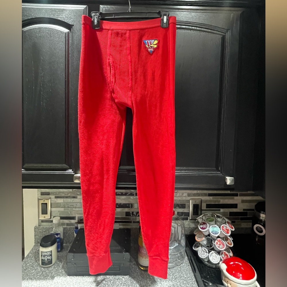 Vintage Men’s 80s/90s Winston Logo Red  Thermal Pants Sz Large long John USA